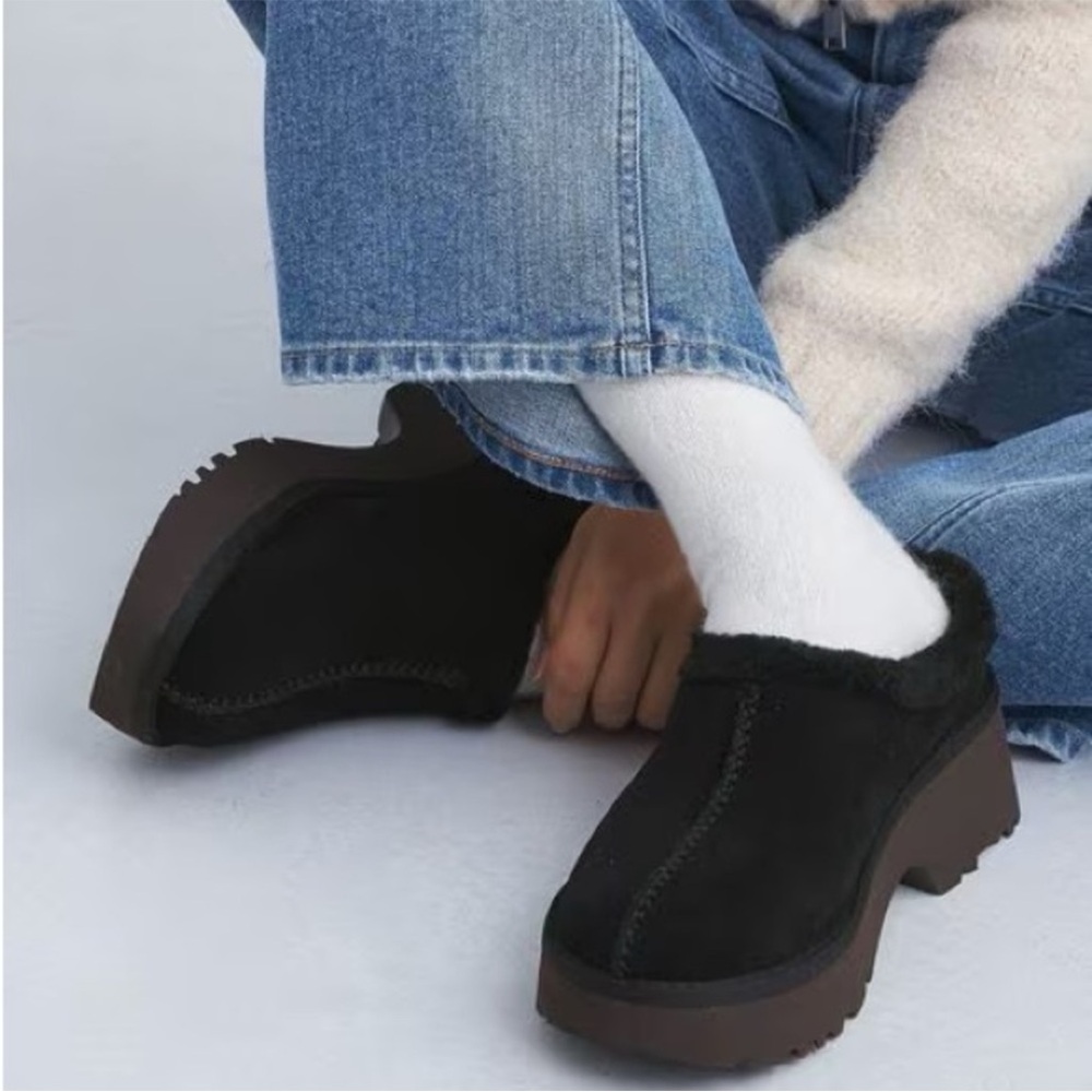 UGG Black Clogs with Dark Brown Sole